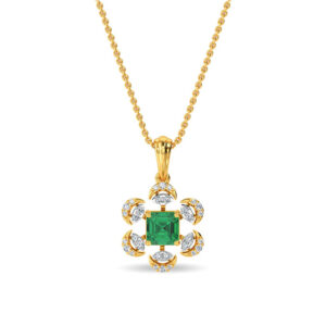 Esra Floral Diamond Pendant Set Gold