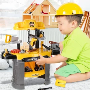 Kids Power Tools Bench Workshop - Kids Workbench Box with Belt, Chainsaw Toy, & More Power Tool Toys -